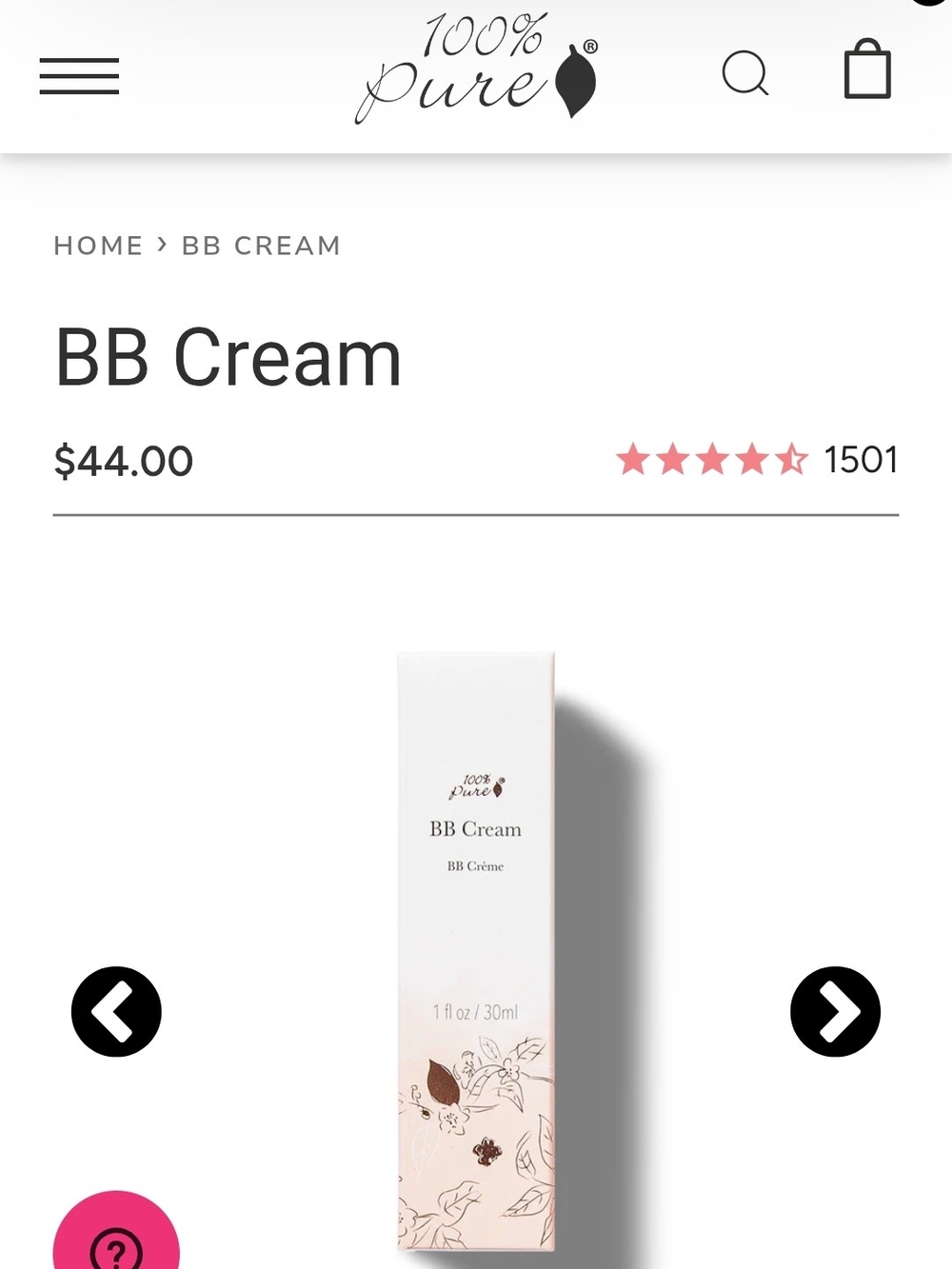100% Pure BB Cream - AGLOW 20